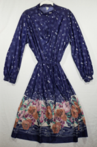 Vtg Midi Dress Union Made Womens Purple Floral boho hippie Med - £56.42 GBP