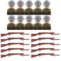 10PCS Military Army Soldier Figures Building Blocks Weapons Mini Bricks J12-1 - £25.35 GBP