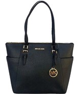 MICHAEL KORS Charlotte Handbag/Purse Shoulder Bag Tote ~ Black ~ Top Zip... - $280.67 CAD