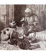 Chimp Teaching Cats 1892 Victorian Art Woodcut Printing Ephemera DWY10A - $551.77 MXN