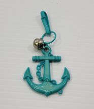 MM) Vintage 1980s Plastic Bell Charm For Necklace Teal Anchor - $7.91