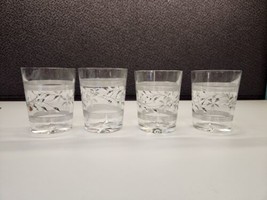 Set Of 4 Rocks Whiskey Highball Glass Flower &amp; Vines Vintage - £10.13 GBP