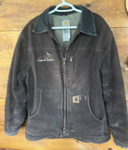 Carhartt C61 DKB Distressed Grunge Mens Jacket Sherpa Lined Duck Canvas ... - $95.00