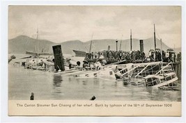 Canton Steamer San Cheong at Wharf Sunk By Typhoon 18 September 1906 RPPC - $39.60
