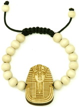 PHARAOH New Natural Good Wood Style Bracelet Adjustable Macrame With 10m... - $12.01