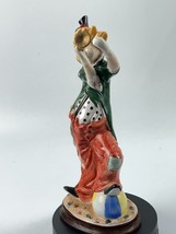 Vintage 11&quot; Clown Blowing a Horn with a Foot on Beach Ball Statue Figurine - £20.70 GBP