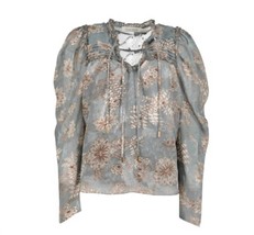 Bishop + Young sydney blouse with brown floral print in Blue/Gray - $79.00