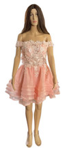 Pink Sleeveless Crystal and Pearl Embellished Fit &amp; Flare Dress Women Si... - £39.66 GBP