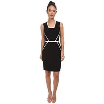 NWT Calvin Klein Women Size 10 Piped Colorblock Square Neck Sleeveless Dress NEW - £30.32 GBP