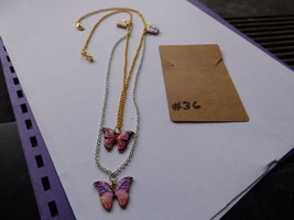 Floral Butterflies Handmade inlaid with silver and gold tone chain loop 20 plus  - £22.68 GBP