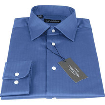 Men Mondego 100% Soft Cotton Dress Business shirt B300 French Blue Herringbone image 2