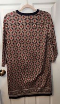 Talbots Womens Medallion Paisley Shift Dress Navy Red Sz 8 3/4 Sleeve V Neck - £19.14 GBP