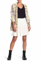 Free People Knit Ruffle Mini Skirt XS Cream Ribbed Stretch Flounce Hem New - £2,768.97 GBP