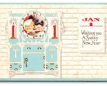 Wishing You a Sunny New Year Clock Arts and Crafts Embossed DB Postcard A16 - $3.91