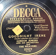 Gordon Jenkins &amp; Orchestra 1950 VG 78 RPM Record 10” Decca 27077 Goodnig... - $13.97