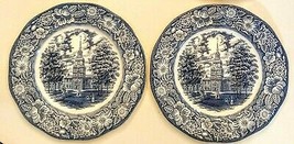 Liberty Blue Staffordshire Dinner Plate LOT of 2 Independence Hall China England - £20.51 GBP