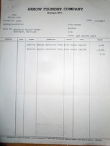 Vintage Arrow Foundry Company Montague MI Receipt 1954  - $75.84 MXN