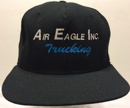 Vtg New Era Air Eagle Trucking, Inc. New Era Black Snapback Hat Freight Shipping - £27.62 GBP