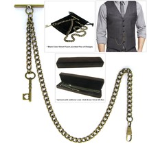 Albert Chain Bronze Pocket Watch Chain for Men with Antique Key Style Fob AC17 - £14.34 GBP+