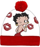 Betty Boop Pom Beanie Winter Hat with Betty Blowing Kisses Image NEW UNWORN - £14.46 GBP