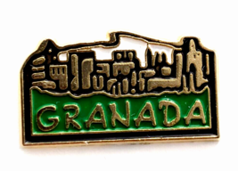 VTG Granada City Spain Enamel Pin Europe Travel Souvenir Black Green White - $12.99