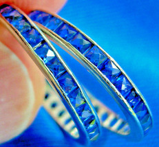 Antique French cut Sapphire Wedding Band Deco Platinum Eternity Anniversary Ring - £6,211.61 GBP