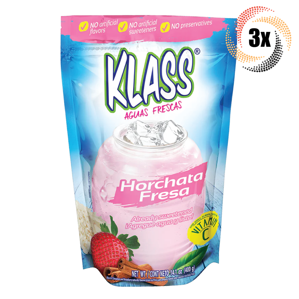 3x Packs Klass Horchata Fresa Flavor Drink Mix | 14.1oz | No Artificial Flavors - $21.82