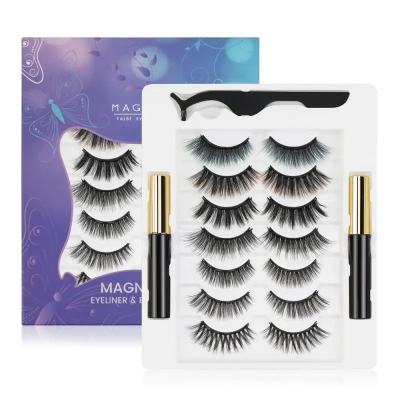 Alse eyelashes thick fake false eyelashes with eyelash tweezers magnetic eyeliner tslm1 thumb200