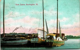 Dock Scene Sailboats Burlington Vermont VT 1912 DB Postcard E5 - £5.36 GBP