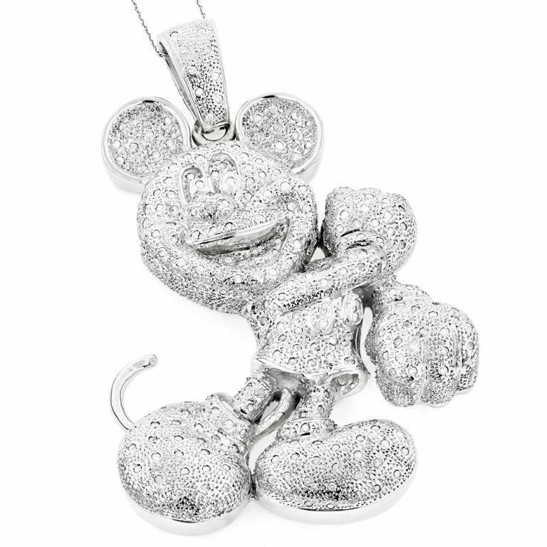 Primary image for Men's 6 CT Round Simulated Diamond MOUSE PENDANT 14K White Gold Plated