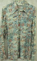 VINTAGE &#39;70s JC Penny Inn Shop Medieval Romance Disco Shirt Huge Collar L - £47.71 GBP