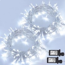 2 Pack 100 Led Christmas Lights Indoor, 33Ft Extendable White String Lights Outd - £36.31 GBP