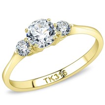 1.13Ct Round Cut Simulated Diamond Three Stone Gold Plated Wedding Ring Sz 5-10 - £46.99 GBP