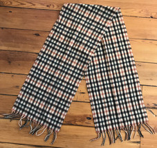 Wool Touch Blue Orange Plaid Acrylic Fringe Scarf Wrap - £790.58 GBP