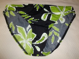 New Island Escape Shaper Pant Swimsuit Bottom Black With Tropical Pattern Sz 10 - £10.27 GBP