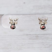 Reindeer Stud Earrings For Pierced Ears Christmas Dainty - $11.99