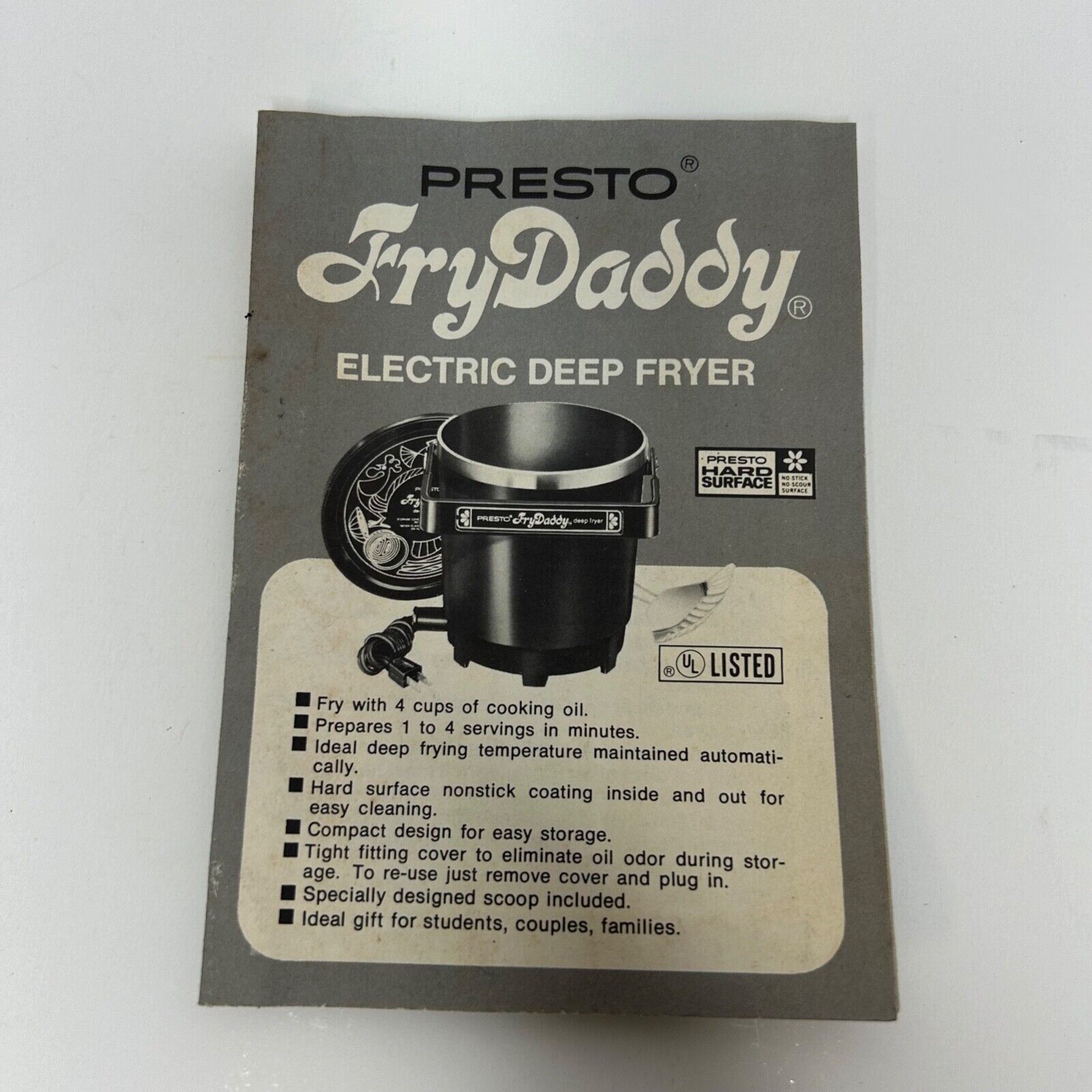 Vtg 70s Presto Dry Daddy Electric Deep Fryer Instruction Manual Pamphlet... - $5.58