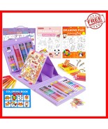 Portable Purple Art Supply Case: 283-Piece Drawing Set and Easel for Beg... - $1,174.57 MXN
