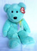TY Beanie Buddies Ariel The Bear 2001 Aqua Green 14&quot; Tall Plush Stuffed Animal - £10.74 GBP