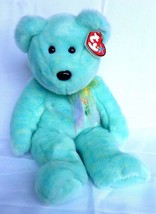 TY Beanie Buddies Ariel The Bear 2001 Aqua Green 14&quot; Tall Plush Stuffed Animal - £10.72 GBP