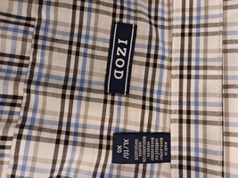 IZOD Button-Down Collar Short Sleeve XL Collar/Polyester Men's Shirt Plaid image 3