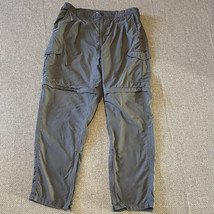 LL Bean Traveler Hiking Pants Men&#39;s L Olive Green Nylon Convertible Shorts FLAWS - £15.65 GBP