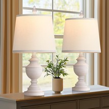 Partphoner Retro Table Lamps Set Of 2, Bedside Lamp For Bedroom Rustic, White - $64.99