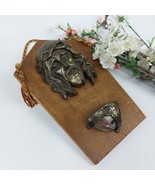 Antique Holy Water Font - Brass Jesus on Wood Panel - Christian Home Decor - $116.23 CAD