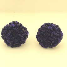Vtg Beaded Purple Earrings Handmade Screw Back Plum Holiday Halloween Fe... - $12.16