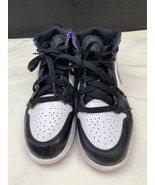 Nike Air Jordan Unisex Kids White Black Purple Sneakers Shoes Size 1.5 S... - £21.80 GBP