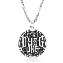 Mens Silver Round Coin Pendant Necklace Biker Jewelry Stainless Steel Chain 24" - £9.58 GBP