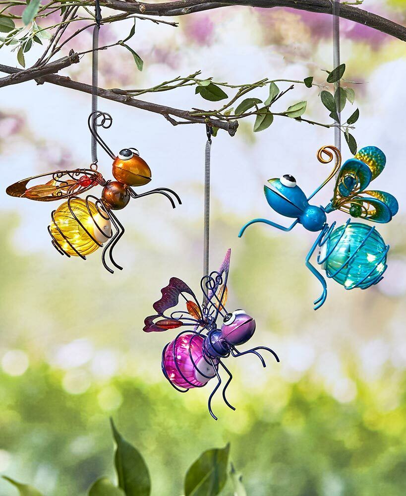 Solar LED Lighted Flying Bugs Garden Critters Dragonfly Bumble Bee or Bu... - $24.74+