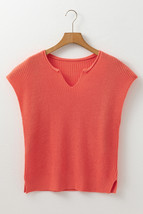 Flamingo Solid Textured Knitted Notch V Neck Sweater T Shirt - $251.77 MXN