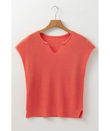 Flamingo Solid Textured Knitted Notch V Neck Sweater T Shirt - $18.59 CAD